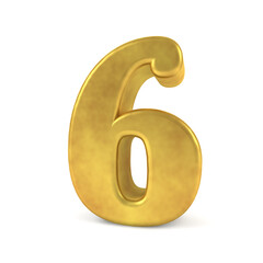 3D golden number 6. 3D illustration