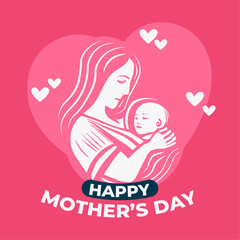 Happy Mother's Day social media post, greeting card and background template design