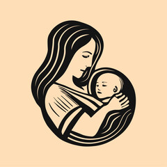 Happy Mother's Day Mother and Child vector