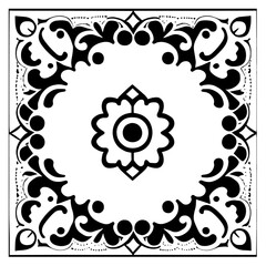 Flower clipart vector design black and white
