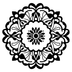 Flower clipart vector design black and white