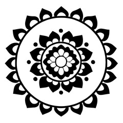 Flower clipart vector design black and white
