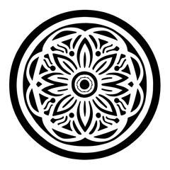 Flower clipart vector design black and white