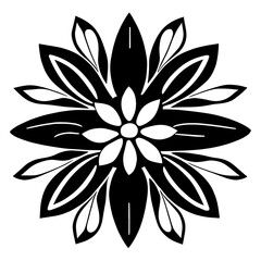 Flower clipart vector design black and white