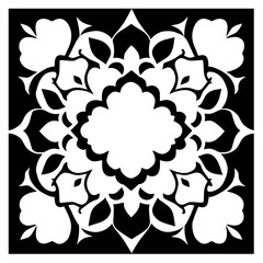Flower clipart vector design black and white