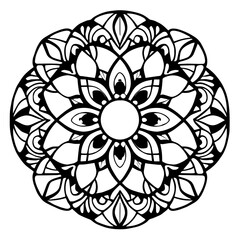 Flower clipart vector design black and white