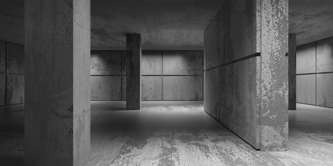 Abstract empty modern interior. Concrete walls