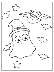 Vector halloween coloring pages for kids and adult