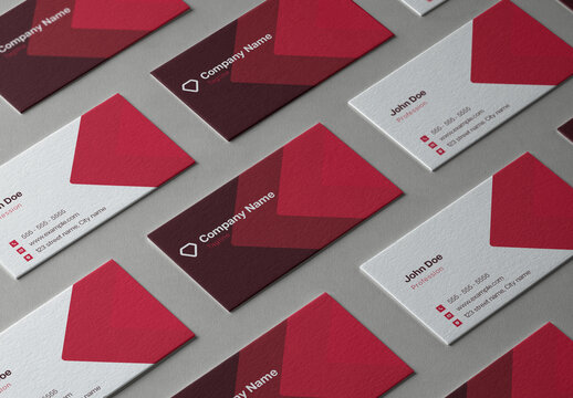 Minimal Personal Business Card with Red Accents Layout