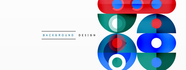 Abstract technology landing page background with circles and round elements. Creative concept for business, technology, science or print design