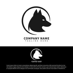 Wolf logo design with circle