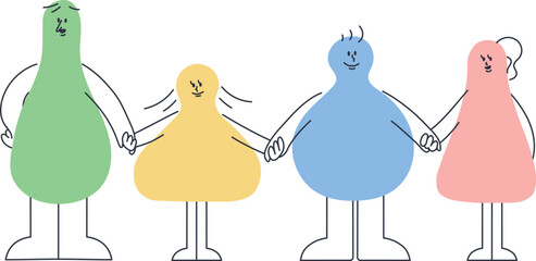 手をつなぐ人々