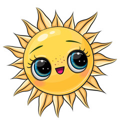 Cartoon Sun with big eyes isolated on a white background