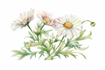 Fototapeta na wymiar transvaal daisy watercolor illustration, for greeting card, invitation card for wedding, birthday and other holiday, white background