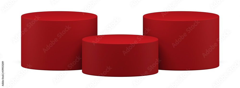 Sticker Modern cylinder 3d podium step circle red stage product advertising showcase