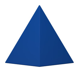 Realistic blue 3d pyramid triangular geometric modern form decorative element