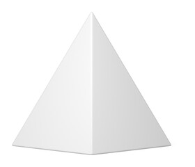 Realistic white 3d pyramid triangular geometric modern form decorative element