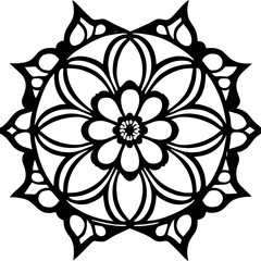 Flower clipart vector design black and white