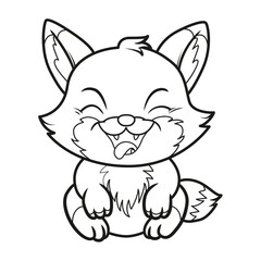 Little cute happy fox. ``Vector illustration for coloring book