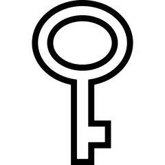 Key Of Oval Shape Outline Icon