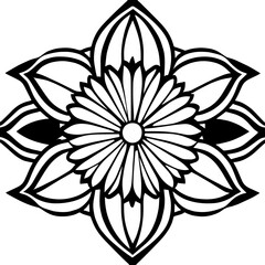 Flower clipart vector design black and white