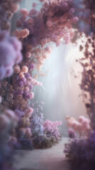 Blurred Flower Arch Background for Product Displays and Portraits, Generative AI technology.