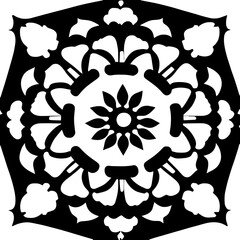Flower clipart vector design black and white