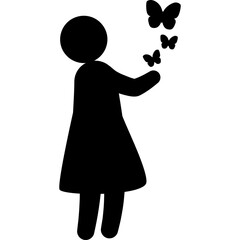 Naklejka premium Girl with butterflies Icon