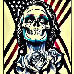 ai-generated illustration of a skull with an American theme