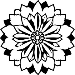 Flower clipart vector design black and white