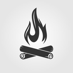 Campfire icon isolated on white background. Vector illustration.	