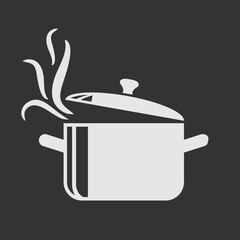 Cooking pan icon isolated on dark background. Vector illustration