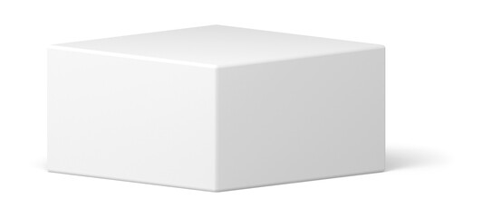 3d white cube podium square glossy modern geometric form minimal stand - obrazy, fototapety, plakaty