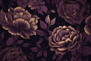 luxury floral illustration design. wallpaper background. generative ai