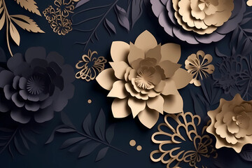 luxury floral illustration design. wallpaper background. generative ai