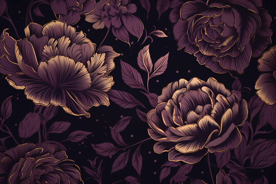 luxury floral illustration design. wallpaper background. generative ai