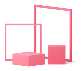 3d geometric podium pedestal pink modern display showcase presentation