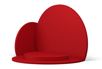 Red 3d podium cylinder elegant pedestal feminine product commercial presentation