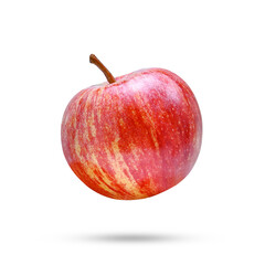 Fresh gala apple falling in the air isolated on transparent background. PNG