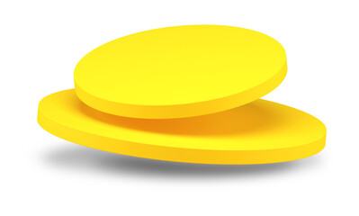 3d cylinder yellow displaced circle stand two abstract geometric form for presentation