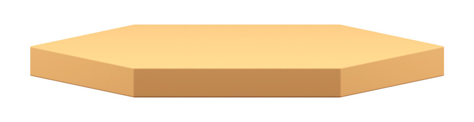 Realistic 3d beige podium hexagonal platform geometric shape six corners decor element