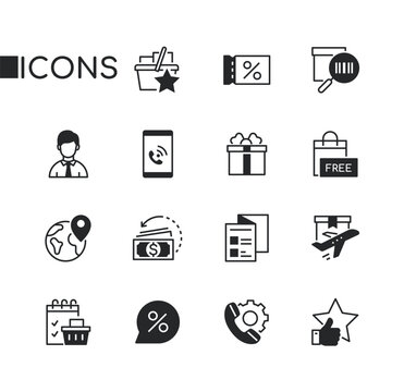 Shopping and delivery - set of line design style icons