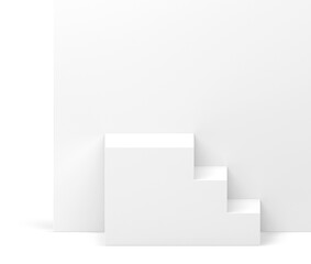 3d stairs white pedestal geometric basic foundation progress achievement platform realistic