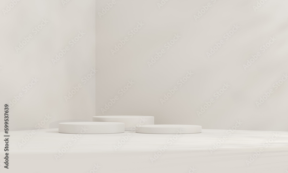 Poster 3d rendering product display podium stand on brown background. mock up for the presentation. cylinde