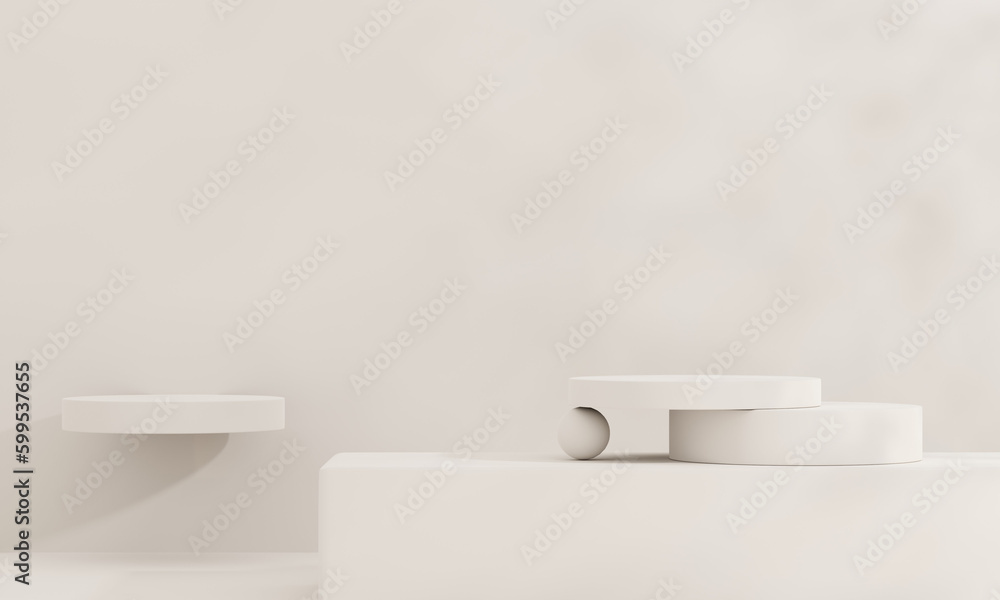 Aufkleber 3d rendering product display podium stand on brown background. mock up for the presentation. cylinde