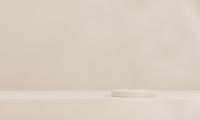 3D rendering Product display podium stand on Brown background. Mock up for the presentation. cylinder.