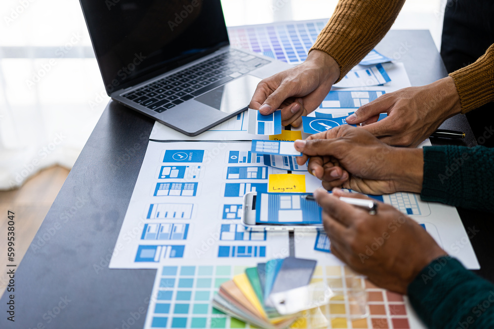 Poster brainstorming app ideas, creative web design planning and development templates for mobile projects 