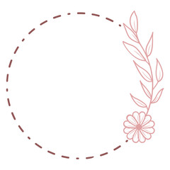 Doodle Floral Circle Frame Border