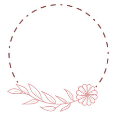 Doodle Floral Circle Frame Border