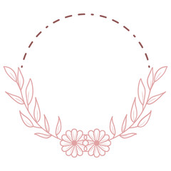 Doodle Floral Circle Frame Border